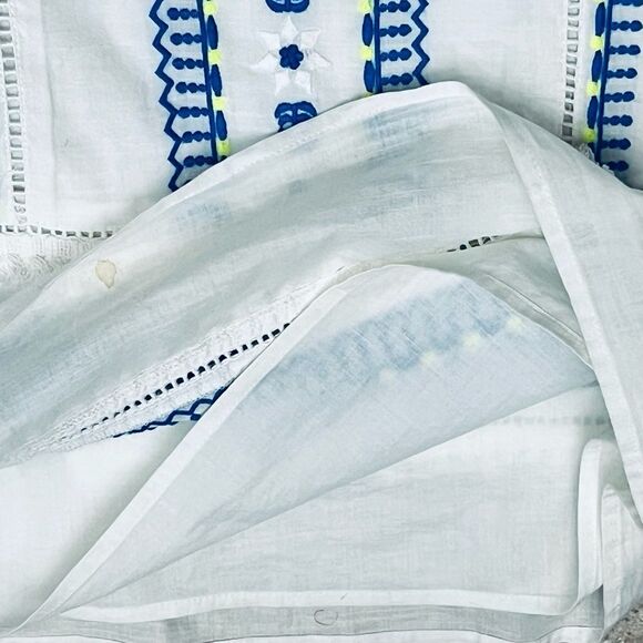 Vineyard Vines Dress White Blue Embroidered Tunic Shift Sleeveless Full/Lining 0 - Picture 8 of 11